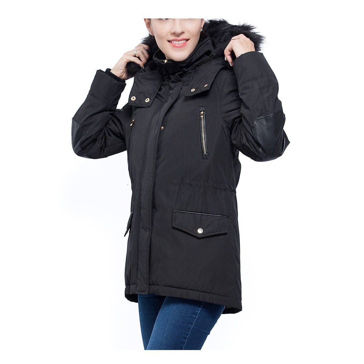 Women's Parka Jacket with Faux Fur Hood Rokka & Rolla
