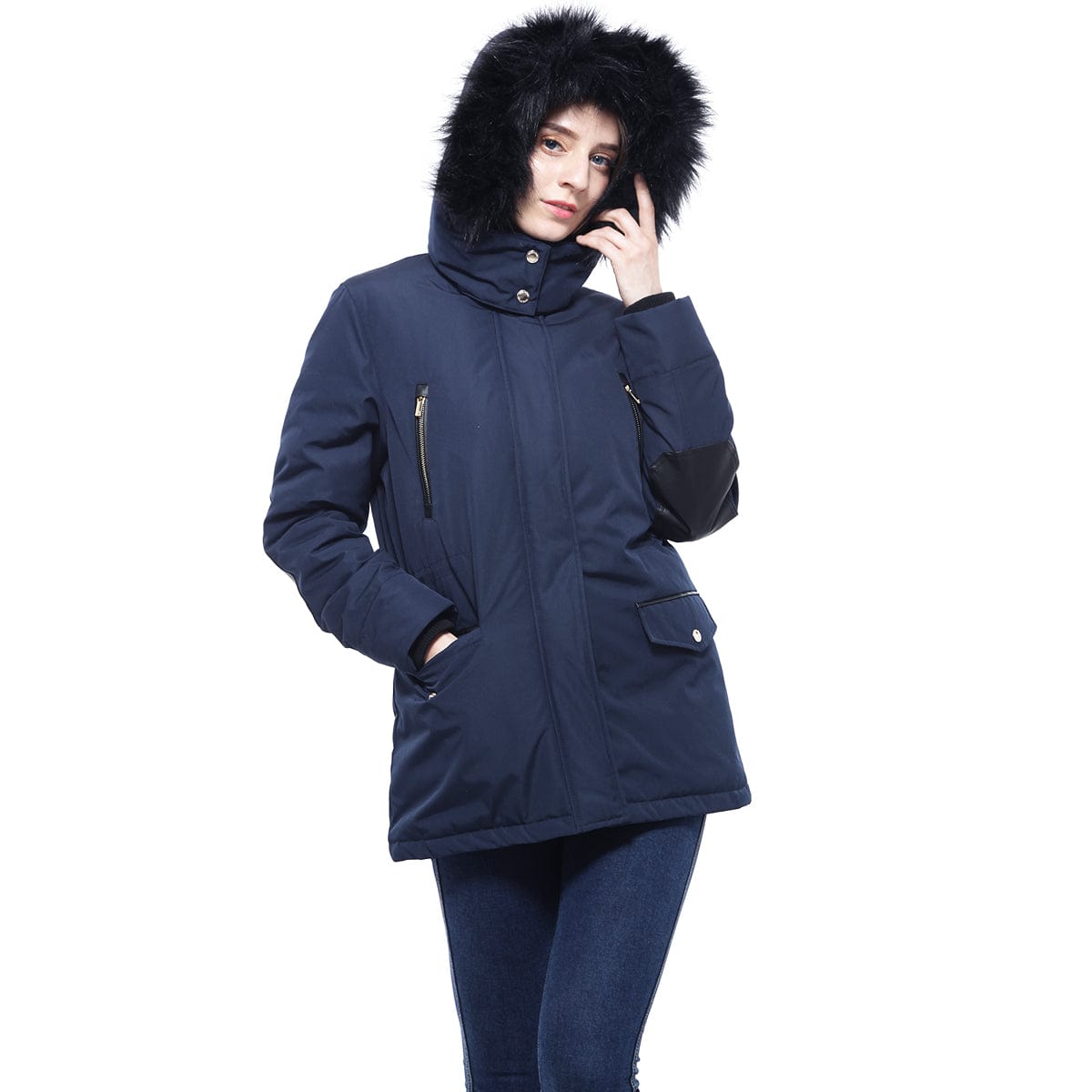 Women's Parka Jacket with Faux Fur Hood Rokka & Rolla