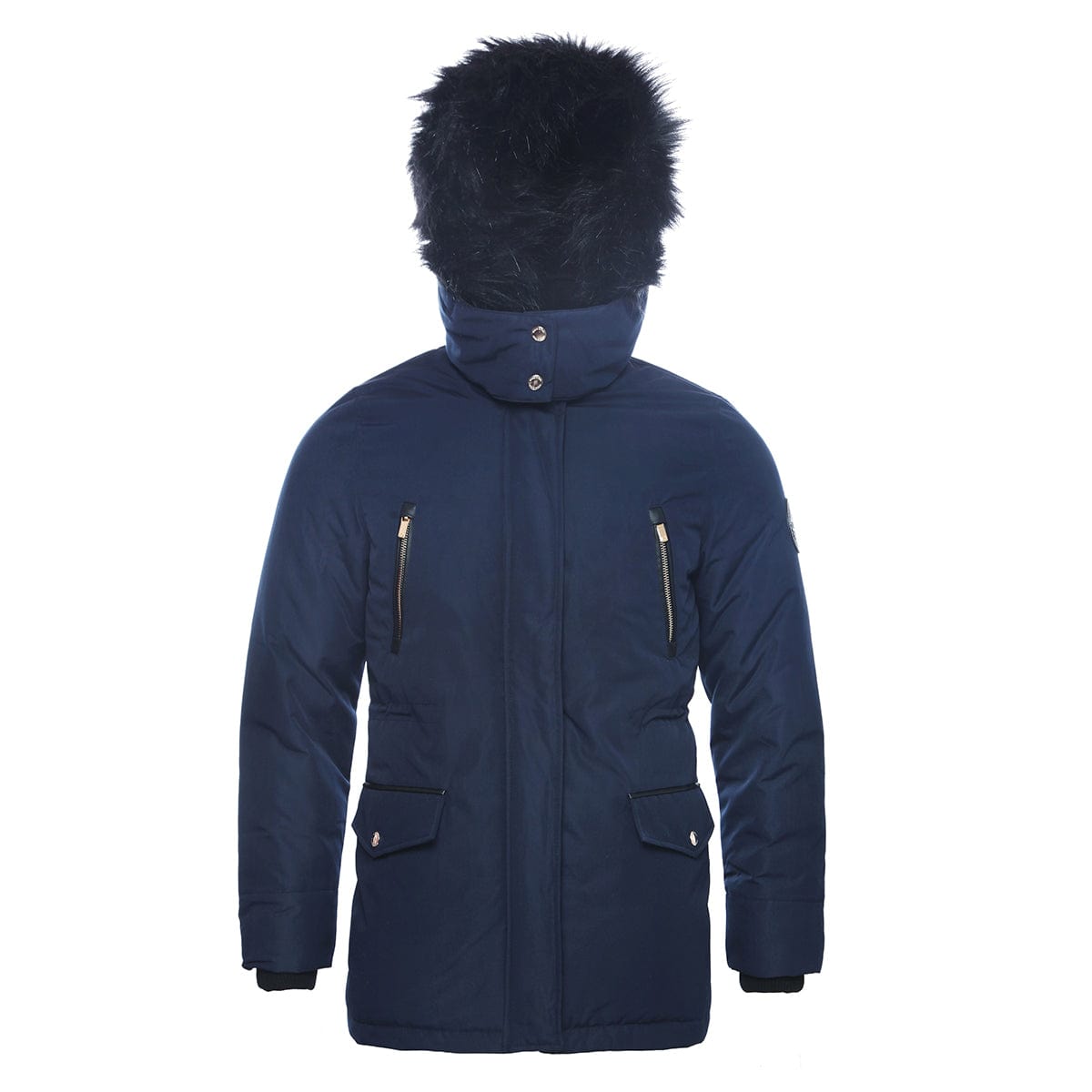 Women's Parka Jacket with Faux Fur Hood S (4-6) / Black Iris Rokka & Rolla