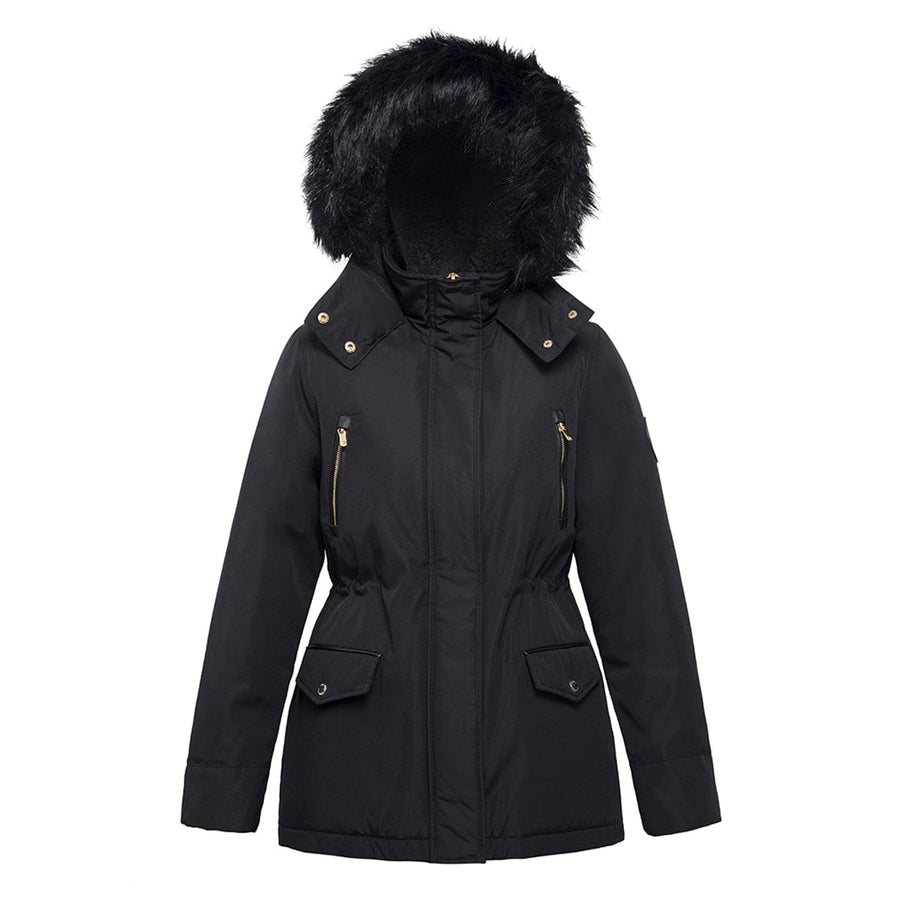 Women's Parka Jacket with Faux Fur Hood S (4-6) / Black Soot Rokka & Rolla