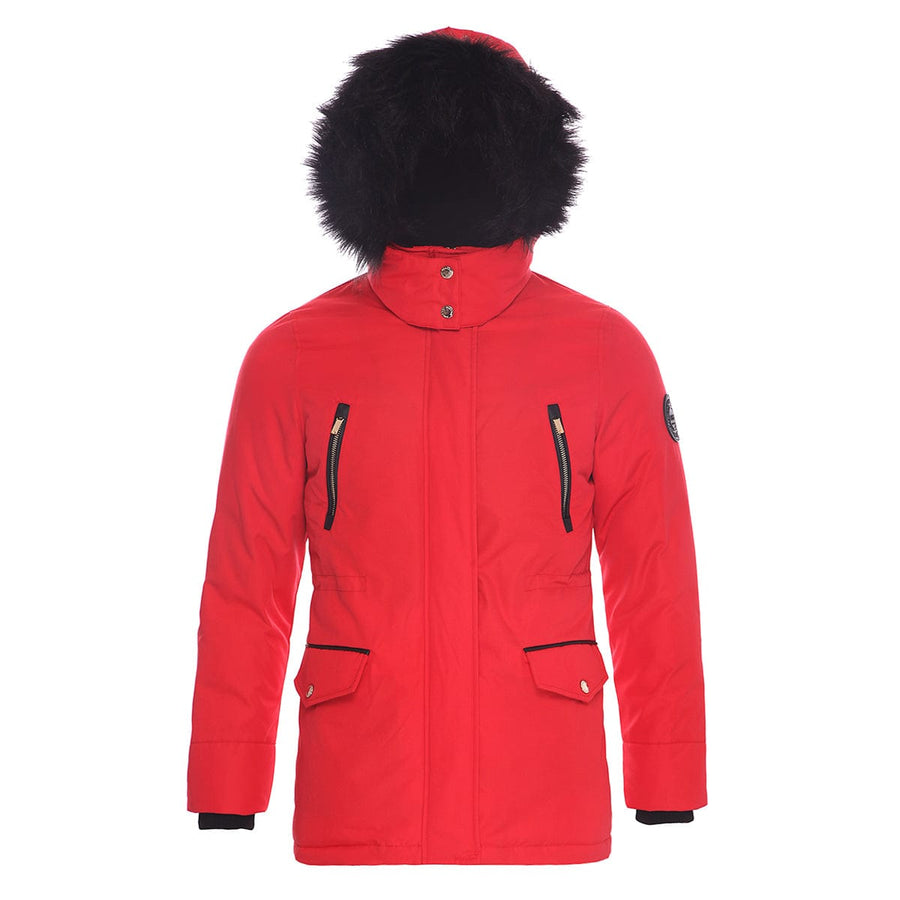 Women's Parka Jacket with Faux Fur Hood S (4-6) / Fresh Red Rokka & Rolla