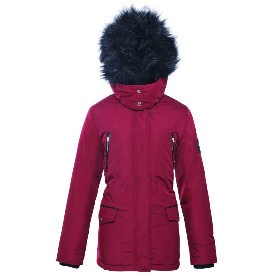 Women's Parka Jacket with Faux Fur Hood S (4-6) / Red Wine Rokka & Rolla