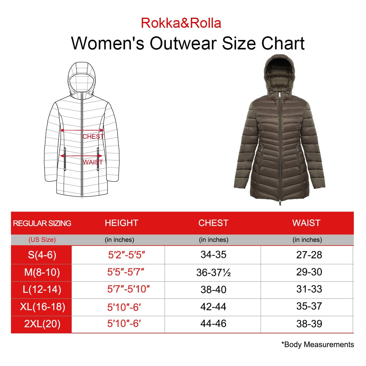 Women's Ultra Light Packable Long Puffer Jacket Rokka & Rolla
