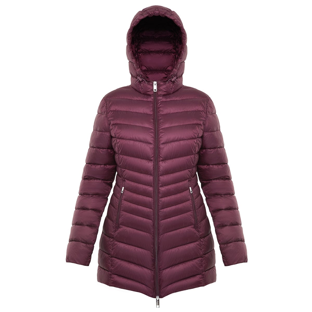 Women's Ultra Light Packable Long Puffer Jacket S (4-6) / Maroon Rokka & Rolla