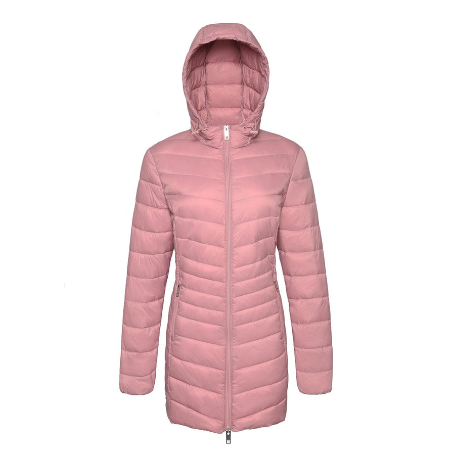 Women's Ultra Light Packable Long Puffer Jacket S (4-6) / Pale Pink Rokka & Rolla