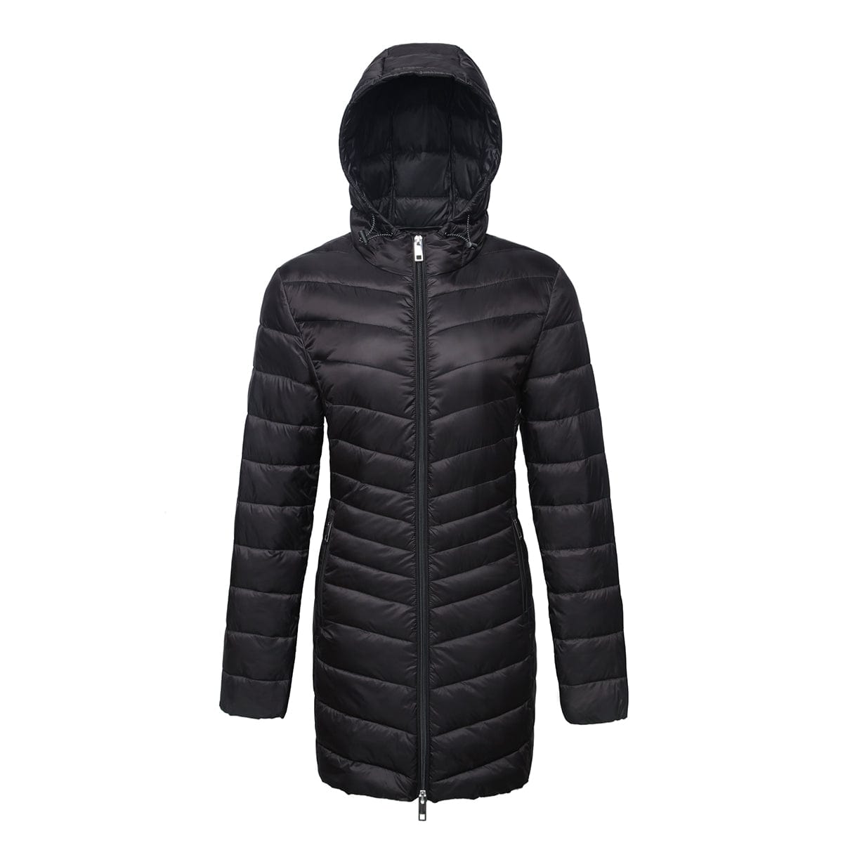 Women's Ultra Light Packable Long Puffer Jacket S (4-6) / Very Black Rokka & Rolla